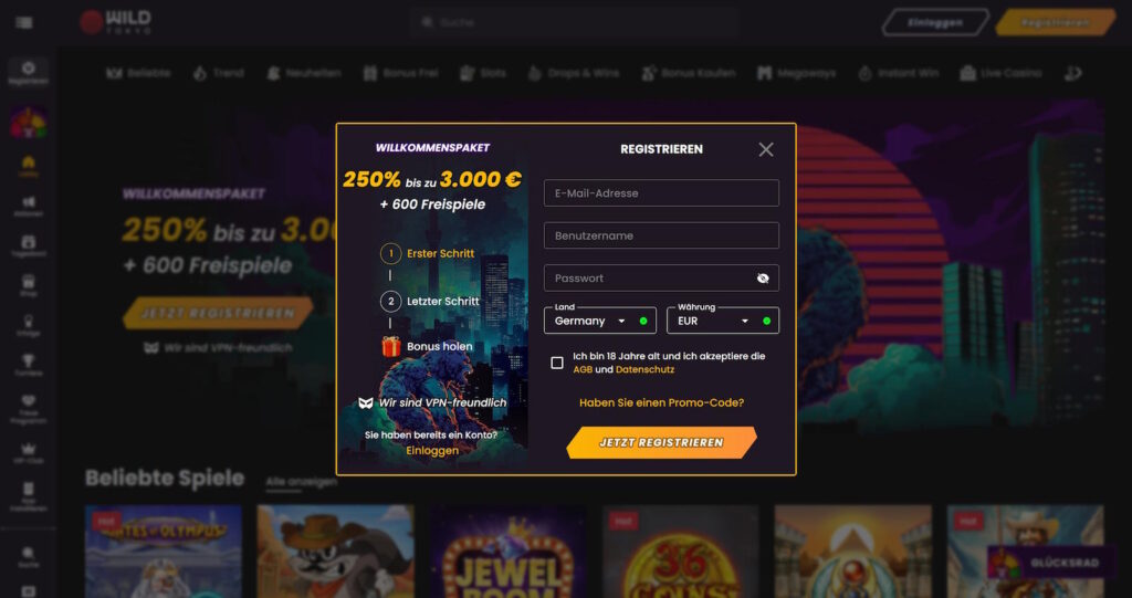 WildTokyo Registrieren