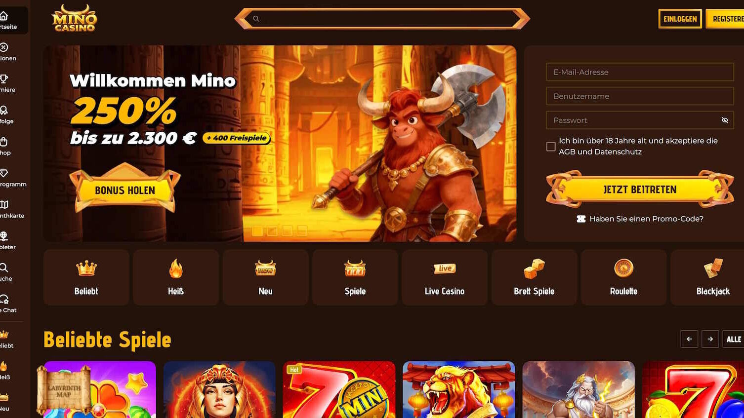 Mino Casino Startseite